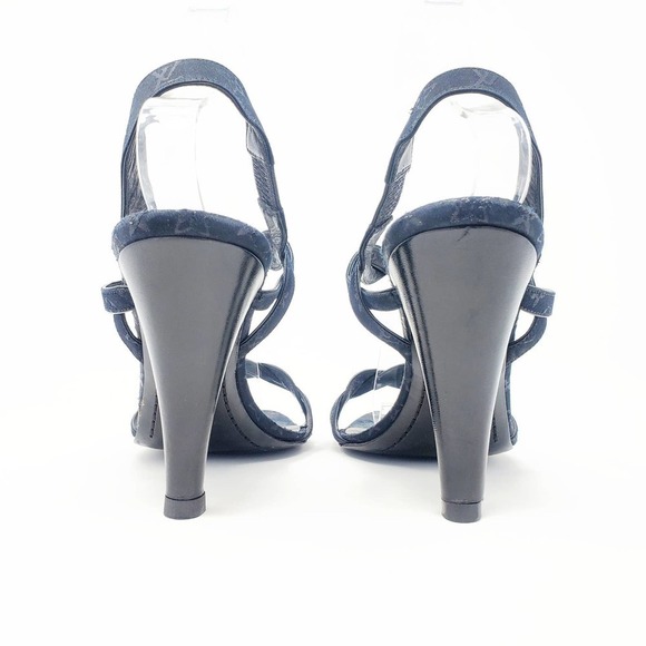 Louis Vuitton Sandals LV Logo Monogram Strappy Heels Black Suede EU 36.5 - Picture 4 of 8